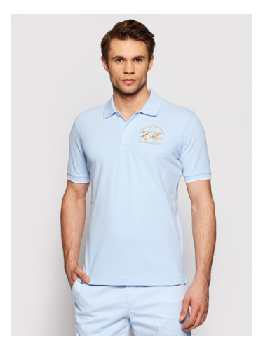 La Martina Тениска с яка и копчета CCMP01 PK001 Светлосиньо Regular Fit