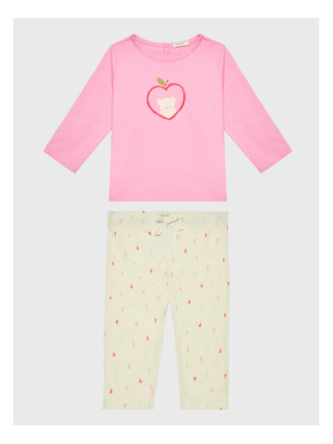 United Colors Of Benetton Комплект блуза и клин 3QMFA102G Розов Regular Fit