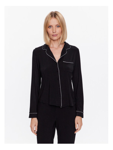 Hunkemöller Тениска на пижама Jacket 201739 Черен Regular Fit