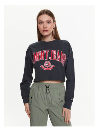 Tommy Jeans Блуза Collegiate DW0DW15575 Сив Cropped Fit