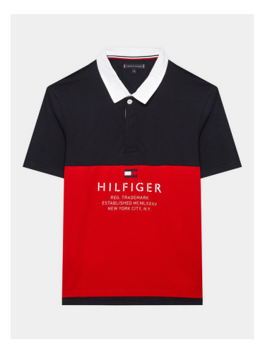 Tommy Hilfiger Тениска с яка и копчета KB0KB08155 Тъмносин Regular Fit