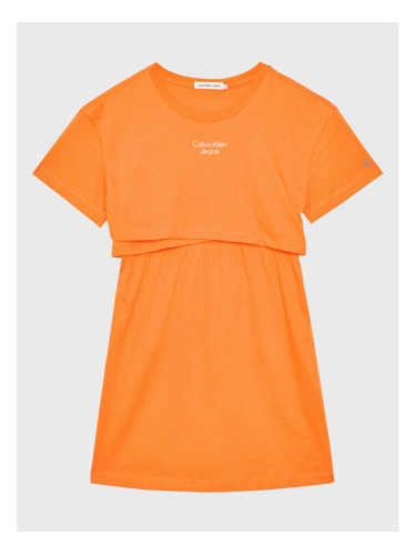 Calvin Klein Jeans Ежедневна рокля Overlap IG0IG01959 Оранжев Regular Fit