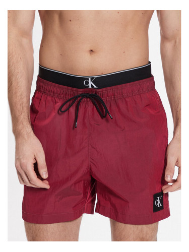 Calvin Klein Swimwear Плувни шорти Medium Double Wb KM0KM00846 Бордо Regular Fit