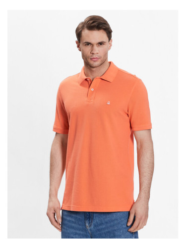 United Colors Of Benetton Тениска с яка и копчета 3089J3179 Оранжев Regular Fit
