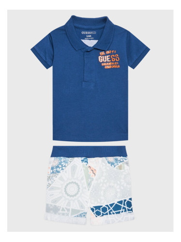 Guess Комплект от тениска с яка и къси панталони I3GG03 K8HM3 Син Regular Fit