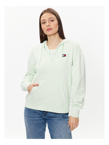 Tommy Jeans Суитшърт Badge DW0DW15748 Зелен Relaxed Fit