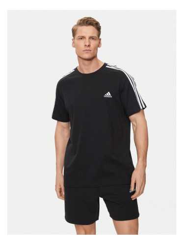 adidas Тишърт Essentials Single Jersey 3-Stripes T-Shirt IC9334 Черен Regular Fit