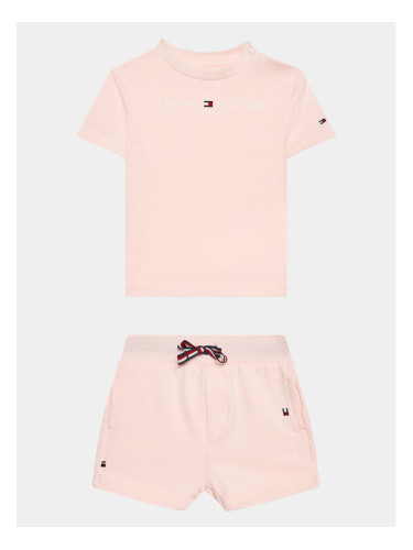 Tommy Hilfiger Комплект тишърт и спортни шорти Baby Essential KN0KN01488 Розов Regular Fit