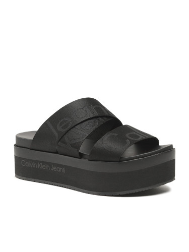 Чехли Calvin Klein Jeans Flatform Sandal Webbing YW0YW00966 Черен