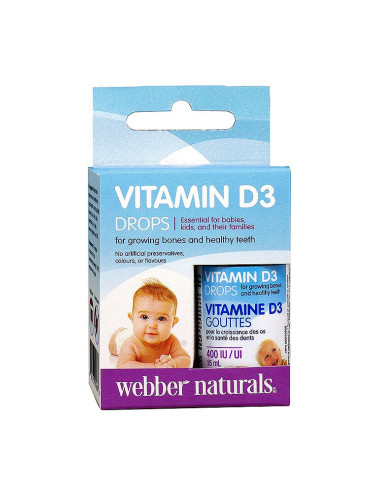 Webber Naturals Витамин D3 на капки за бебета и деца 400 IU 15 ml