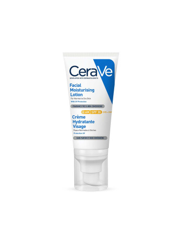 CeraVe AM Хидратиращ крем за лице за нормална и суха кожа SPF30 52 ml
