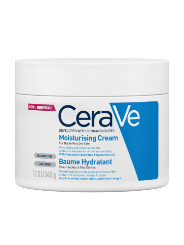 CeraVe Хидратиращ крем за много суха кожа за лице и тяло - 340 g
