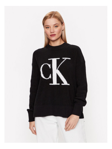 Calvin Klein Jeans Пуловер J20J221347 Черен Regular Fit