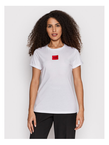 Hugo Тишърт Logo Label 50456008 Бял Regular Fit