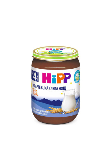 HIPP БИО Готова млечна каша ЛЕКА НОЩ - Грис 4+ мес. 190г