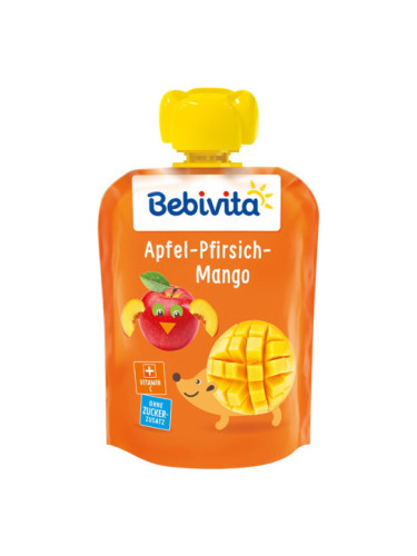 BEBIVITA Плод. закуска Ябълки, Праскова и Манго 12+ м. 90 г