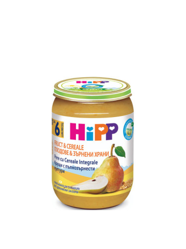 HIPP БИО Готова каша Круши с пълнозърнести култури 6+м. 190г