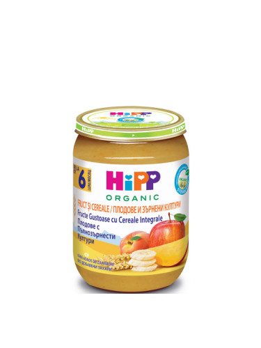HIPP БИО Плодове с пълнозърнести култури 6+ м.190 г