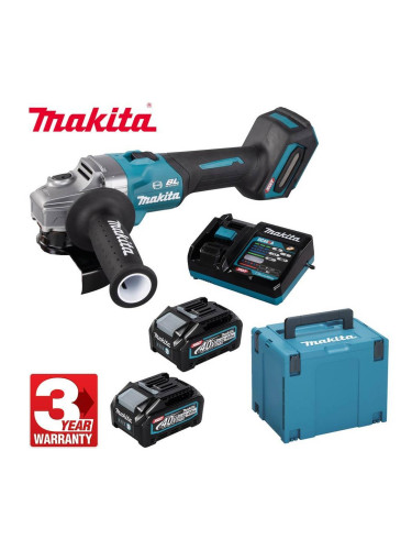 Ъглошлайф акумулаторен, безчетков, Makita GA005GM201, 40V, 2x4Ah, XGT, 125 мм