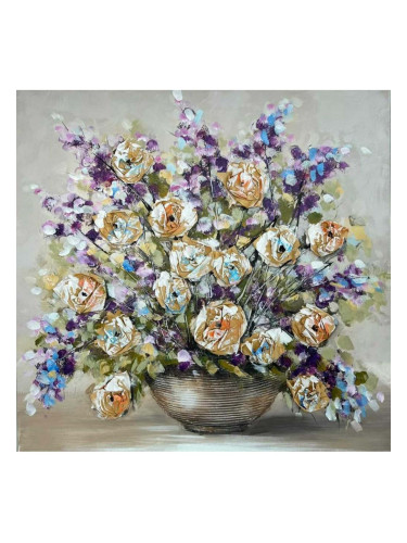 КАРТИНА С РЪЧНО РИСУВАНИ ЕЛЕМЕНТИ 80/80 СМ