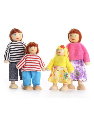 Комплект дървени кукли - Семейство 4 броя