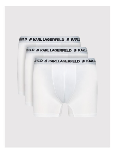 KARL LAGERFELD Комплект 3 чифта боксерки Logo Trunks 211M2102 Бял