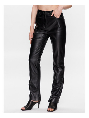 Calvin Klein Кожени панталони K20K205487 Черен Regular Fit