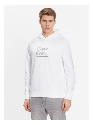 Calvin Klein Суитшърт Contrast Line Logo K10K111569 Бял Regular Fit