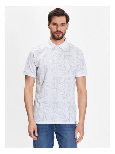 INDICODE Тениска с яка и копчета Passo 40-851 Бял Regular Fit