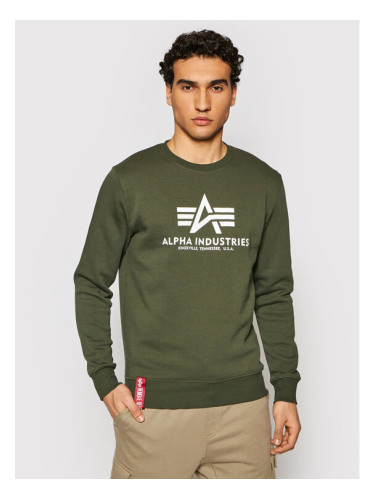 Alpha Industries Суитшърт Basic Sweater 178302 Зелен Regular Fit