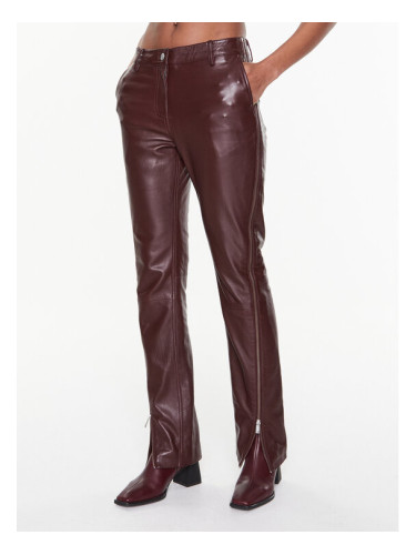 Remain Кожени панталони Leather Zipper RM2053 Бордо Straight Fit