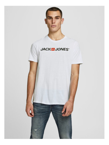 Jack&Jones Тишърт Corp Logo 12137126 Бял Slim Fit