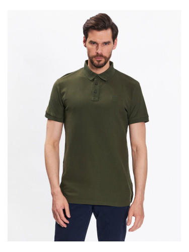 INDICODE Тениска с яка и копчета Abbortsford 40-352 Зелен Regular Fit