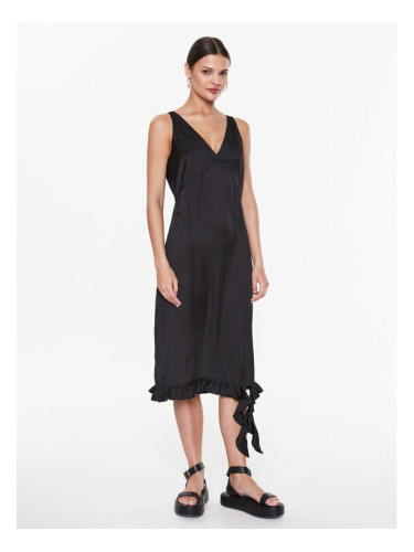 Remain Коктейлна рокля Light Satin Frill RM2212 Черен Regular Fit