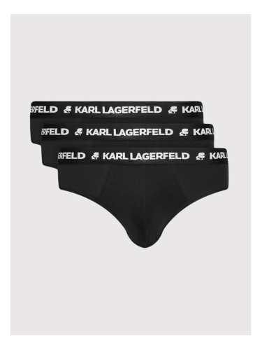 KARL LAGERFELD Комплект 3 чифта слипове Logo 211M2103 Черен