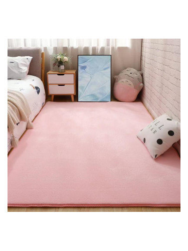 Мек плътен килим, розов
