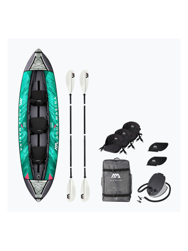 Aqua Marina Laxo Recreational Kayak 12'6" тъмнозелен надуваем каяк за 3 човека
