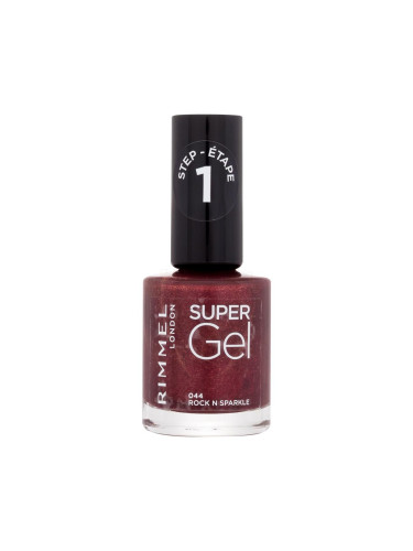 Rimmel London Super Gel STEP1 Лак за нокти за жени 12 ml Нюанс 044 Rock N Sparkle