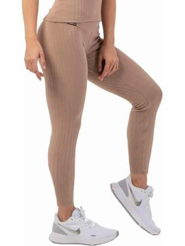 Nebbia Organic Cotton Ribbed High-Waist Leggings Brown M Фитнес панталон