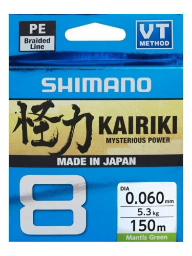 Shimano Fishing Kairiki 8 Mantis Green 0,16 mm 10,3 kg 150 m Плетена линия