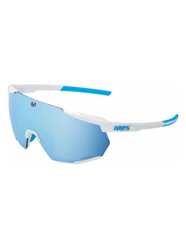 100% Racetrap 3.0 Movistar Team White/HiPER Blue Multilayer Mirror Lens Колоездене очила