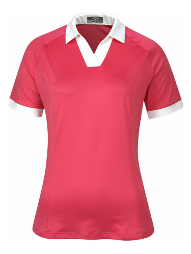 Callaway Womens Short Sleeve V-Placket Colourblock Fruit Dove S Риза за поло