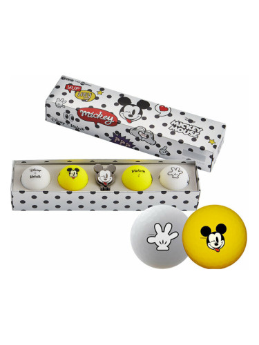 Volvik Vivid Disney Characters 4 Pack Golf Balls Mickey Mouse Plus Ball Marker White/Yellow