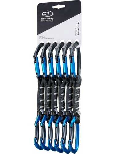 Climbing Technology Lime Set NY Pro Quickdraw Anthracite/Electric Blue Solid Straight/Solid Bent Gate 12.0