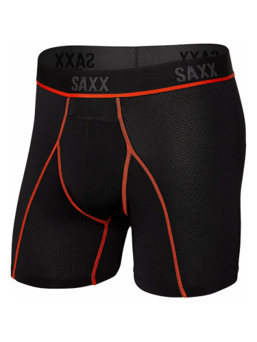 SAXX Kinetic Boxer Brief Black/Vermillion L Фитнес бельо