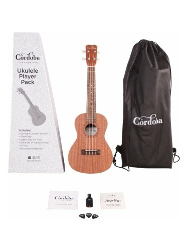 Cordoba Ukulele Player Pack Concert Natural Концертно укулеле