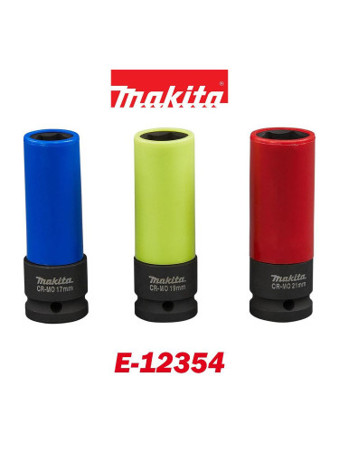 Вложки за ляти джанти, удължени, ударни, Makita E-12354, 3бр., 1/2", 86x17/19/21мм