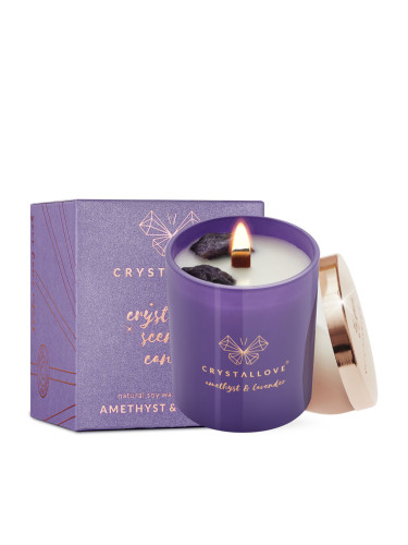 CRYSTALLOVE Amethyst Soy Candle & Lavender Свещ дамски 220gr