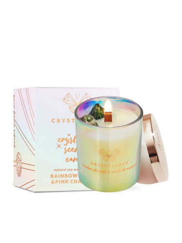 CRYSTALLOVE Rainbow Fluorite Soy Candle & Champagne Свещ дамски 220gr