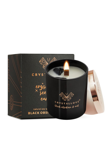 CRYSTALLOVE Black Obsidian Soy Candle & Oud  Свещ дамски 220gr